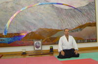 Simon Whittaker sensei and dojo kamiza, Kaetsu Centre, 2005